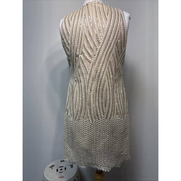 Badgley Mischka Gold Sequin Embroidery Cocktail Party Dress NYE 6 - Picture 4 of 16